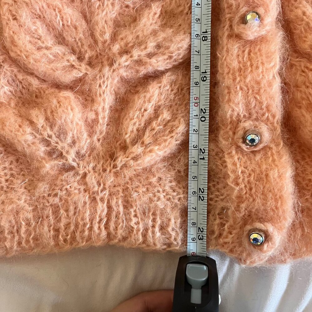 Pink Hand Knit Wool Cardigan - Chunky/Fuzzy - Picture 4 of 9